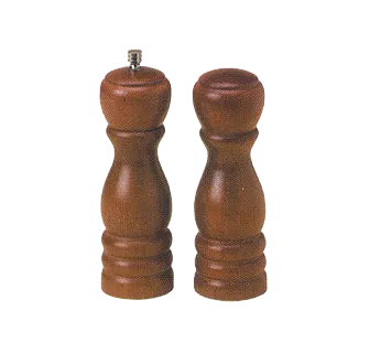 American Metalcraft WPMS62 Salt & Pepper Shaker Mill Set, 6‑Inch Height, Mahogany Wood, Steel Grinder