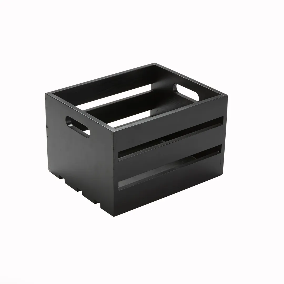 American Metalcraft WTBL10 Rectangular Wooden Crate, 10.25" L x 12.5" W x 8" H, Black, Hand Wash Only