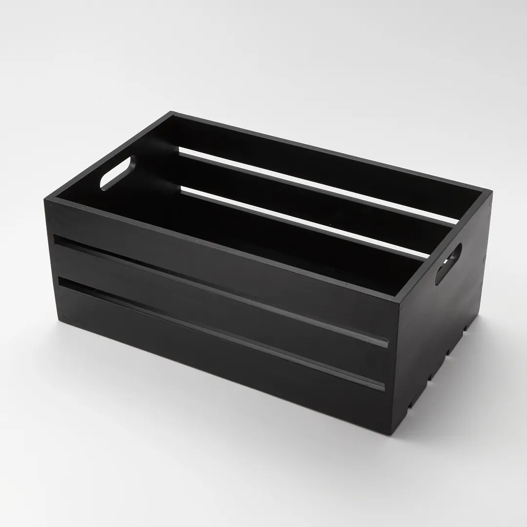 American Metalcraft WTBL20 Rectangular Wooden Serving & Display Crate, 20½" L x 12½" W x 8" H, Black, Hand Wash