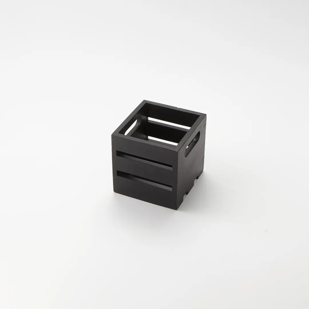 American Metalcraft WTBL6 Wooden Serving & Display Crate, 1/6 Size, Black, 6.25" L x 5.75" W x 5.75" H