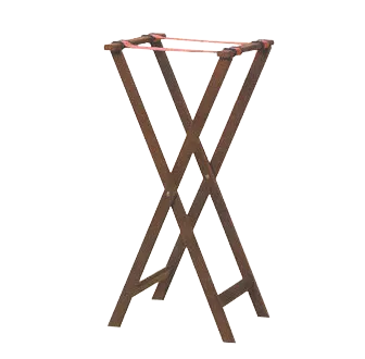 American Metalcraft WTSM38 Tray Stand – 18" Wide x 38" High, Mahogany Wood, Brown Frame, Black Nylon Folding Straps