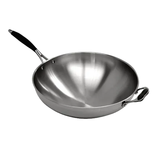 CookTek CT-103871 (14WOKSS) 14" Wok, Round Bottom, Dual Rubber Handles, 11-15" Size
