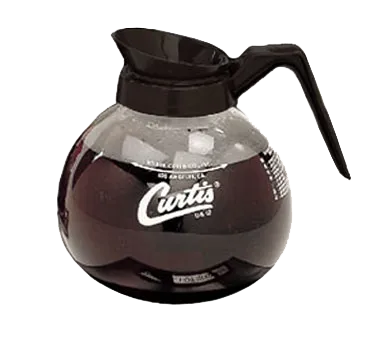 Curtis 70280000306 Coffee Decanter, 64 oz (2 qt) Glass, Black Handle, White Imprint, Impact‑Resistant
