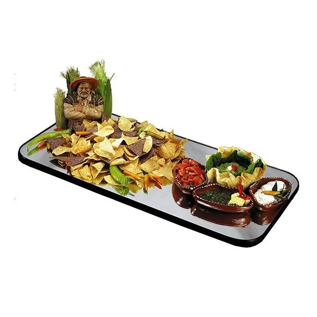 Lakeside 2273 Mirror Tray - Rectangular 12" x 24" Glass, 1/4" Wood Backing, 9" Legs, Made in USA