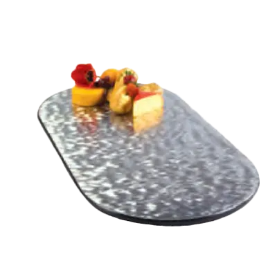 Lakeside 2430 Oval Display Tray, 36" x 18" Stainless Steel with Black Vinyl Edges, Feet, Made in USA