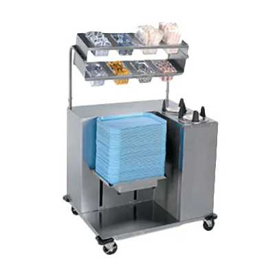 Lakeside 2620 Tray Starter Station, Stainless Steel, Mobile Tray Dispenser with Plate Dispensers