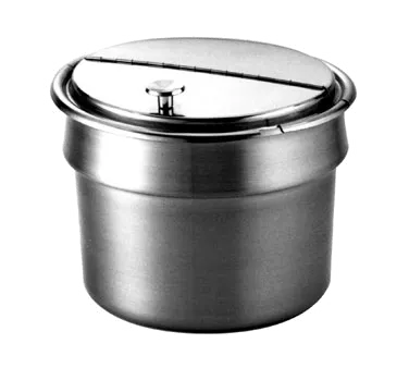 Wells 21057 Bain Marie Round Inset Pot, 11 Qt, Fits 10-1/2" Opening, Hinged Lid, No Handles