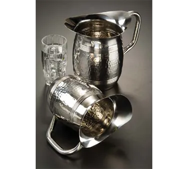 American Metalcraft HMWP97 Water Pitcher, 100 oz 6" Dia x 9" H Hammered Steel with Handle
