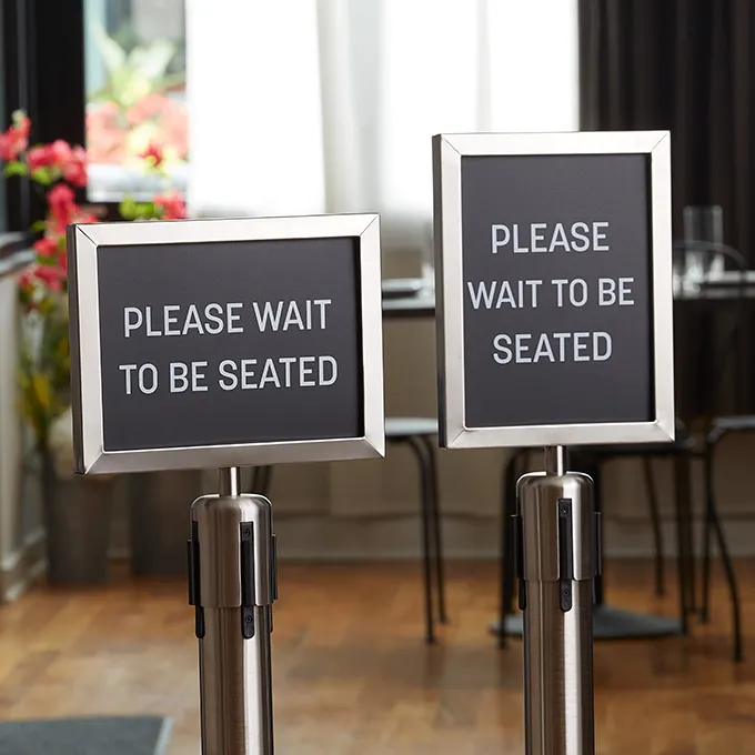 American Metalcraft RBHMSG Horizontal Barrier Sign Set, Black/White, 8"W x 10.75"H - 4/Pack