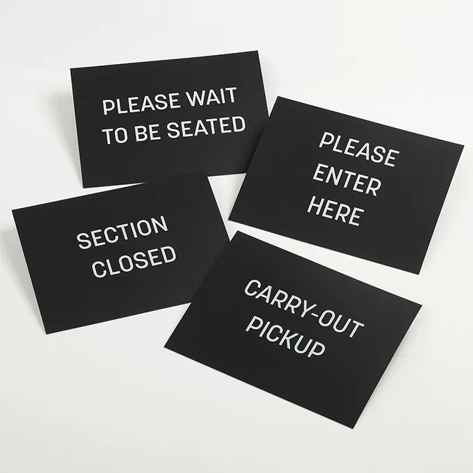 American Metalcraft RBHMSG Horizontal Barrier Sign Set, Black/White, 8"W x 10.75"H - 4/Pack