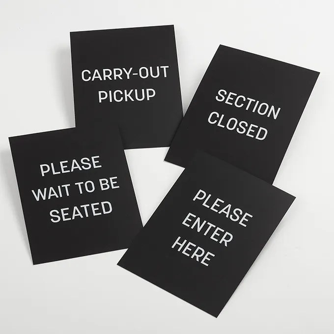 American Metalcraft RBVMSG Barrier Sign Set, 8" Vertical Frame, Black with White Writing - 4/Pack