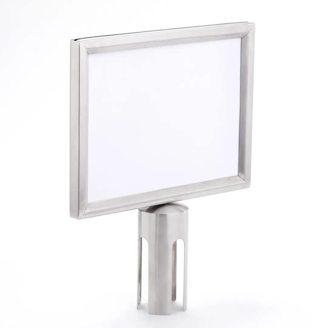 American Metalcraft RHSSIGNLSPS Stanchion Sign 11" x 8-1/2" Horz Dual Satin SS Securit Barriers