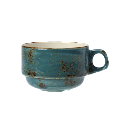 Steelite 11300188 - Slimline Stacking Cup, 10 oz (5.0" x 3.75" x 2.5"), Blue Ceramic - 36/Case