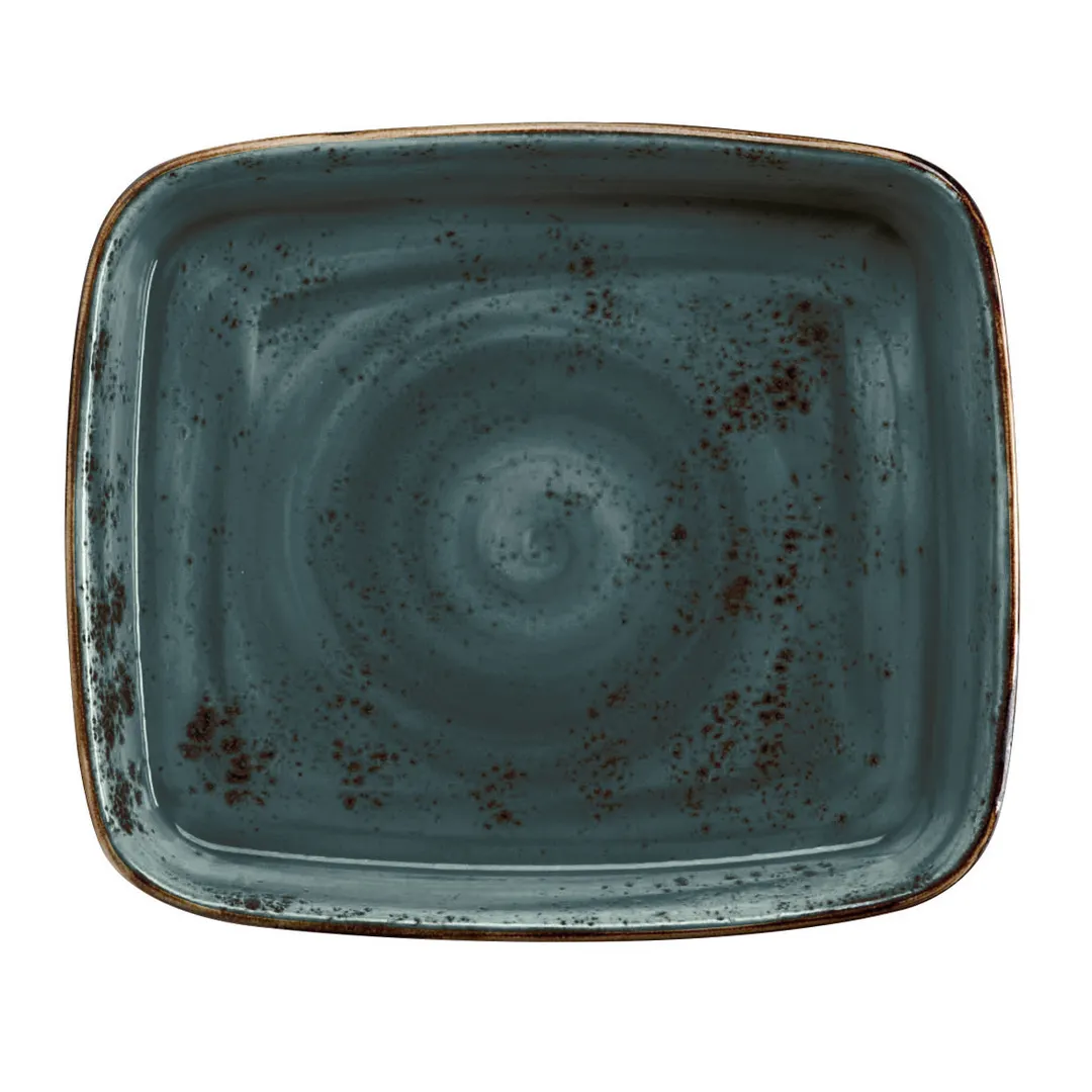 Steelite 11300331 Oblong Roaster, 4.0 Qt Blue Vitrified, 14" x 12" x 2.125", Oven Safe 530°F - 6/Case