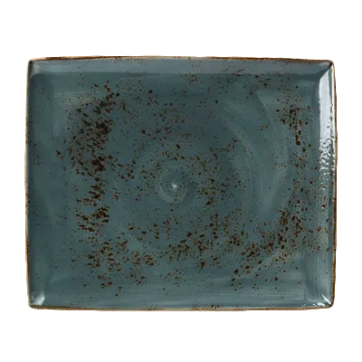 Steelite 11300551 Rectangle Tray, 13.5" x 10.625" x 0.875" Blue Ceramic, Oven Safe To 530°F - 6/Case