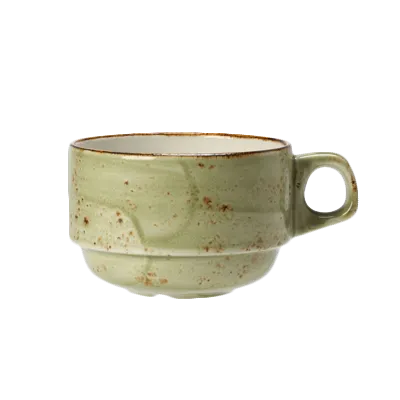 Steelite 11310188 Stacking Cup, 10 oz Green Ceramic, 5.0" x 3.75" x 2.5", 530°F Oven Safe - 36/Case