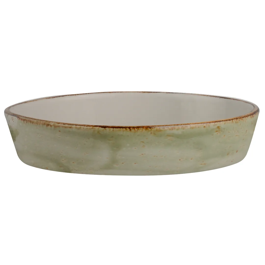 Steelite 11310327 - Oval Dish, 19 oz (8.5" x 5.5" x 1.625"), Green Ceramic, Oven Safe 530°F - 1 Dozen
