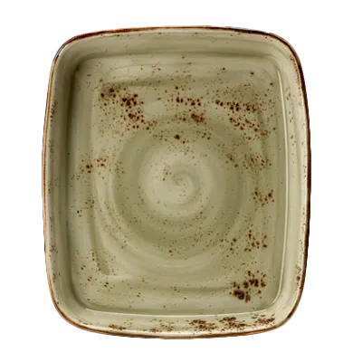 Steelite 11310331 Oblong Roaster, 4 Qt Green Ceramic, 14" x 12" x 2.125", 530°F Oven Safe - 6/Case