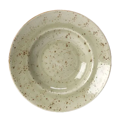 Steelite 11310372 - Green Round Ceramic Bowl, 12 oz, 10.63" Diameter, Oven Safe to 530°F - 6/Case