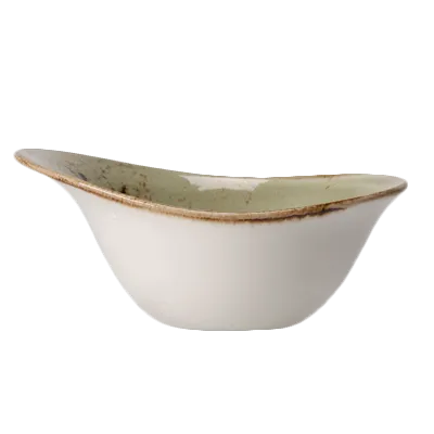 Steelite 11310524 - 14.5 oz Green Ceramic Bowl, 7" Diameter, Oven Safe to 530°F, Free-Form - 1 Dozen