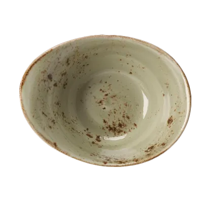 Steelite 11310524 - 14.5 oz Green Ceramic Bowl, 7" Diameter, Oven Safe to 530°F, Free-Form - 1 Dozen