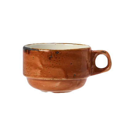 Steelite 11330188 - Stacking Cup, 10 Oz (5.0" x 3.75" x 2.5"), Terracotta Ceram, 530°F Safe - 36/Case