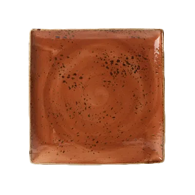 Steelite 11330553 - Square Tray, 10.5" x 10.5" x 0.75", Terracotta Ceramic Oven Safe to 530°F, 6/Case
