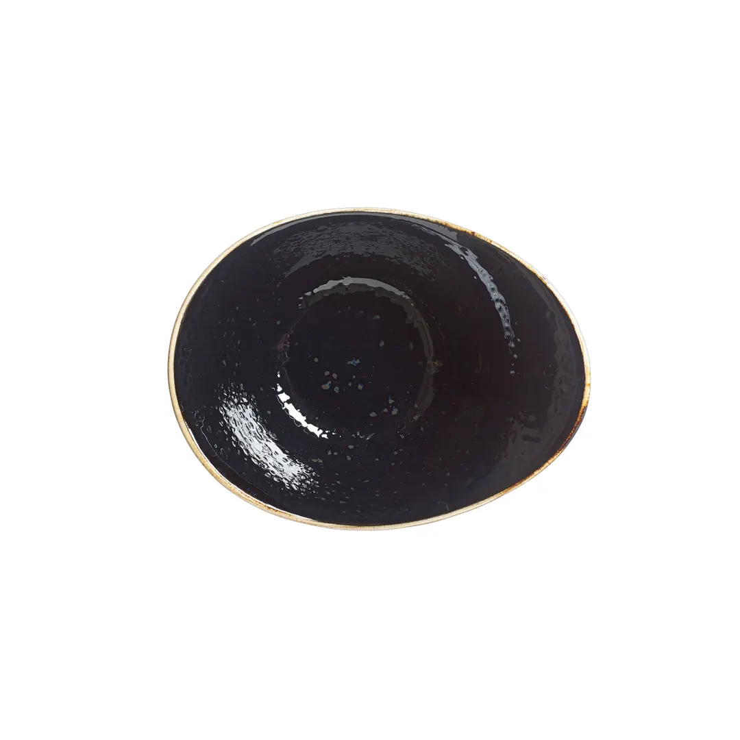 Steelite 12090524 - Licorice Craft 14.5 Oz Ceramic Bowl 7" x 5.5" x 3.5" Free Form - 1 Dozen