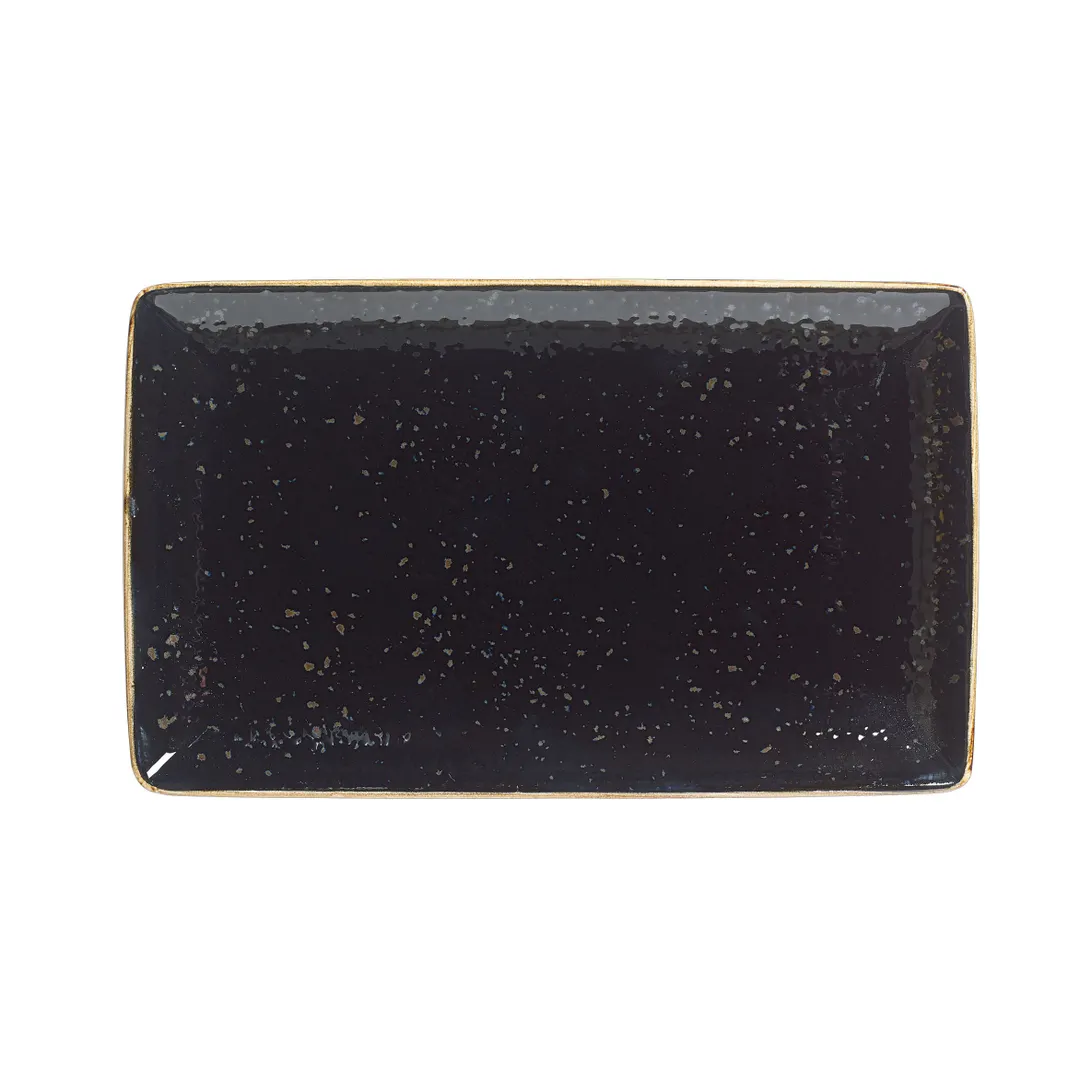 Steelite 12090550 Tray, Licorice 10.625" x 6.5" x 0.875", Ceramic, Oven Safe 530°F, Rim - 6/Case