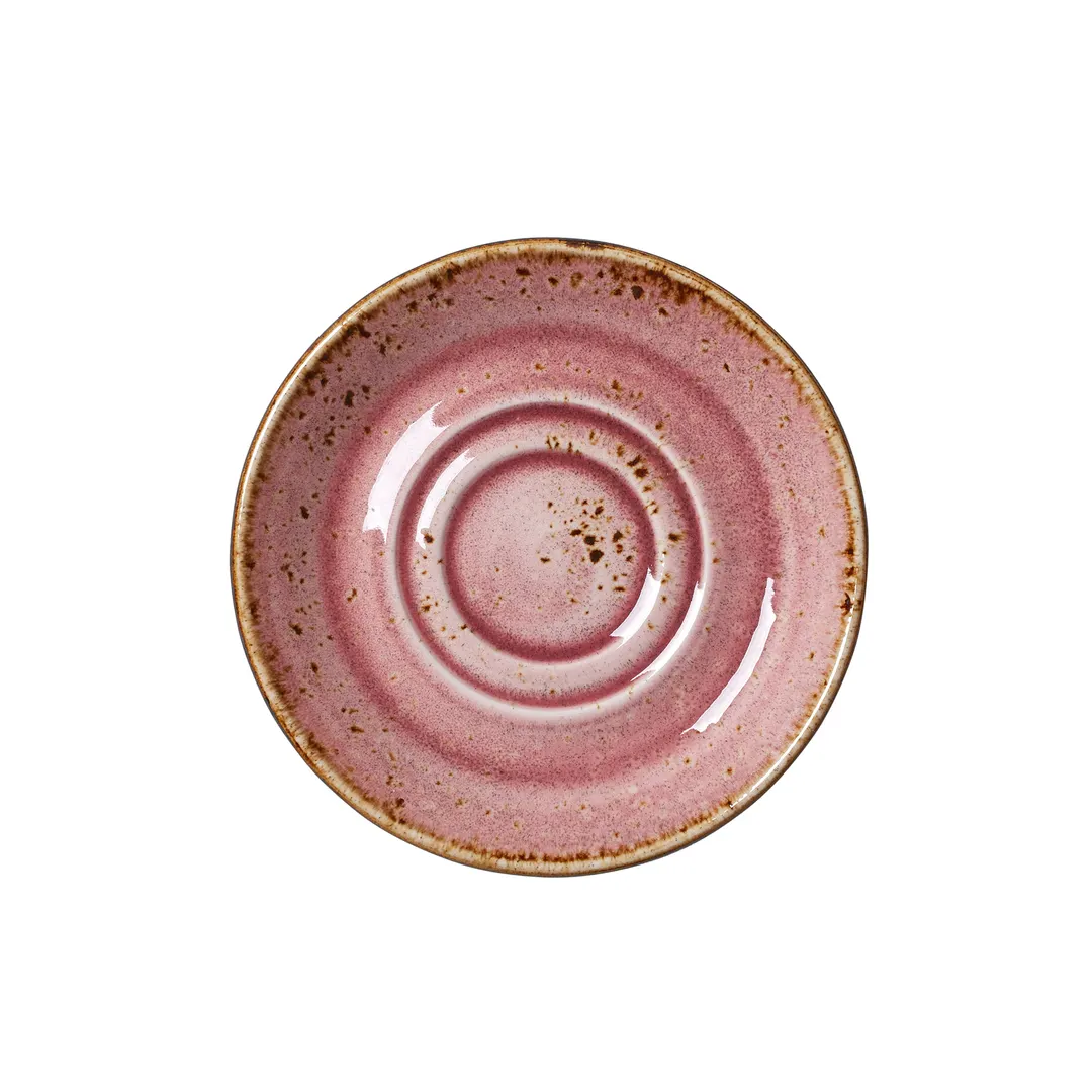 Steelite 12100158 - Double Well Round Saucer, 5.75" Raspberry Ceramic, Oven Safe to 530°F - 1 Dozen
