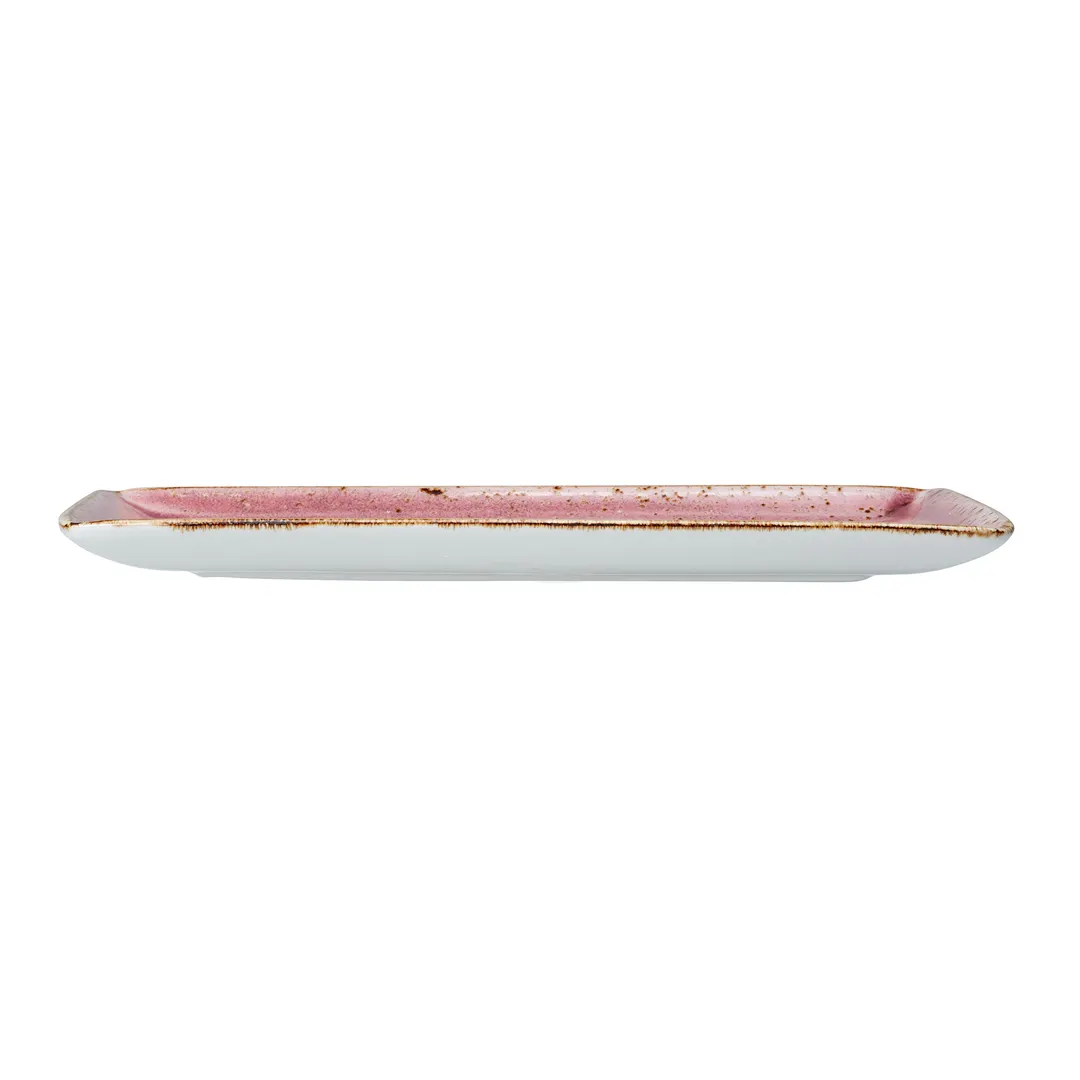 Steelite 12100550 Rectangle Tray, Raspberry Ceramic, 10.625" x 6.5", Rim, Oven Safe 530°F - 6/Case