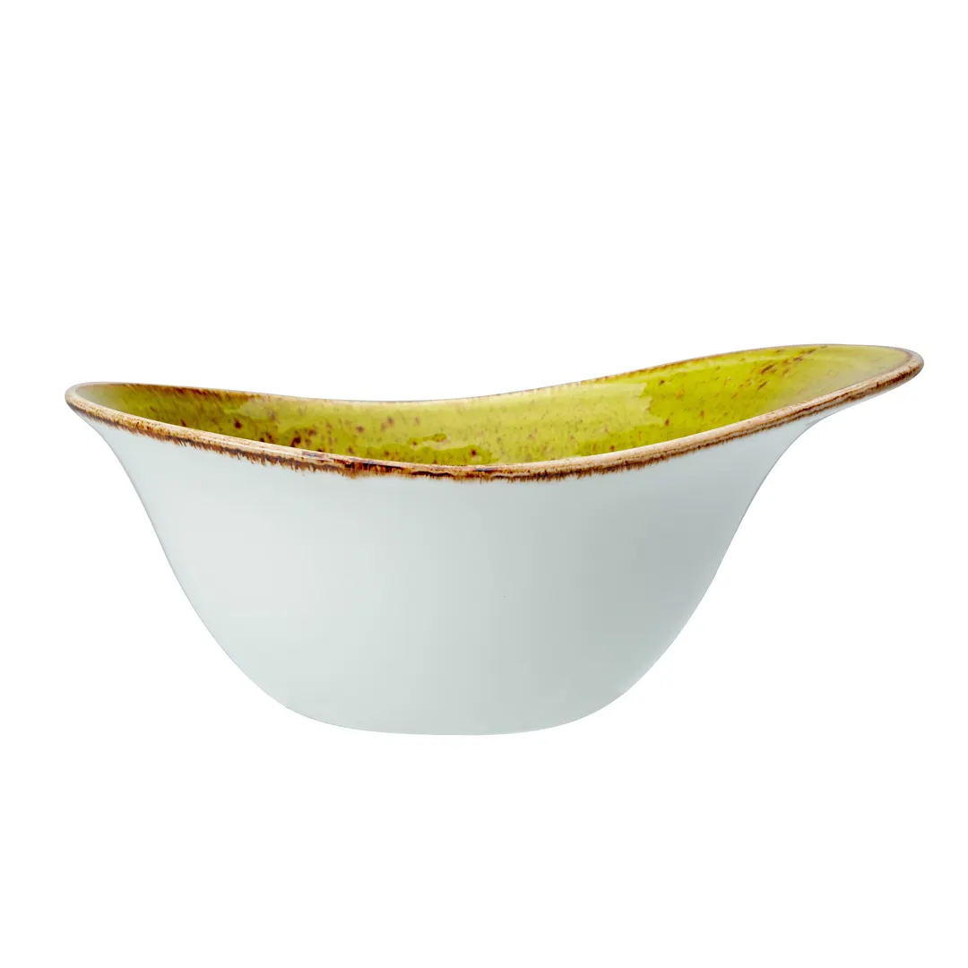 Steelite 12110524 - 14.5 oz Apple Craft Ceramic Bowl, 7" x 5.5" x 3", Oven Safe to 530°F - 1 Dozen