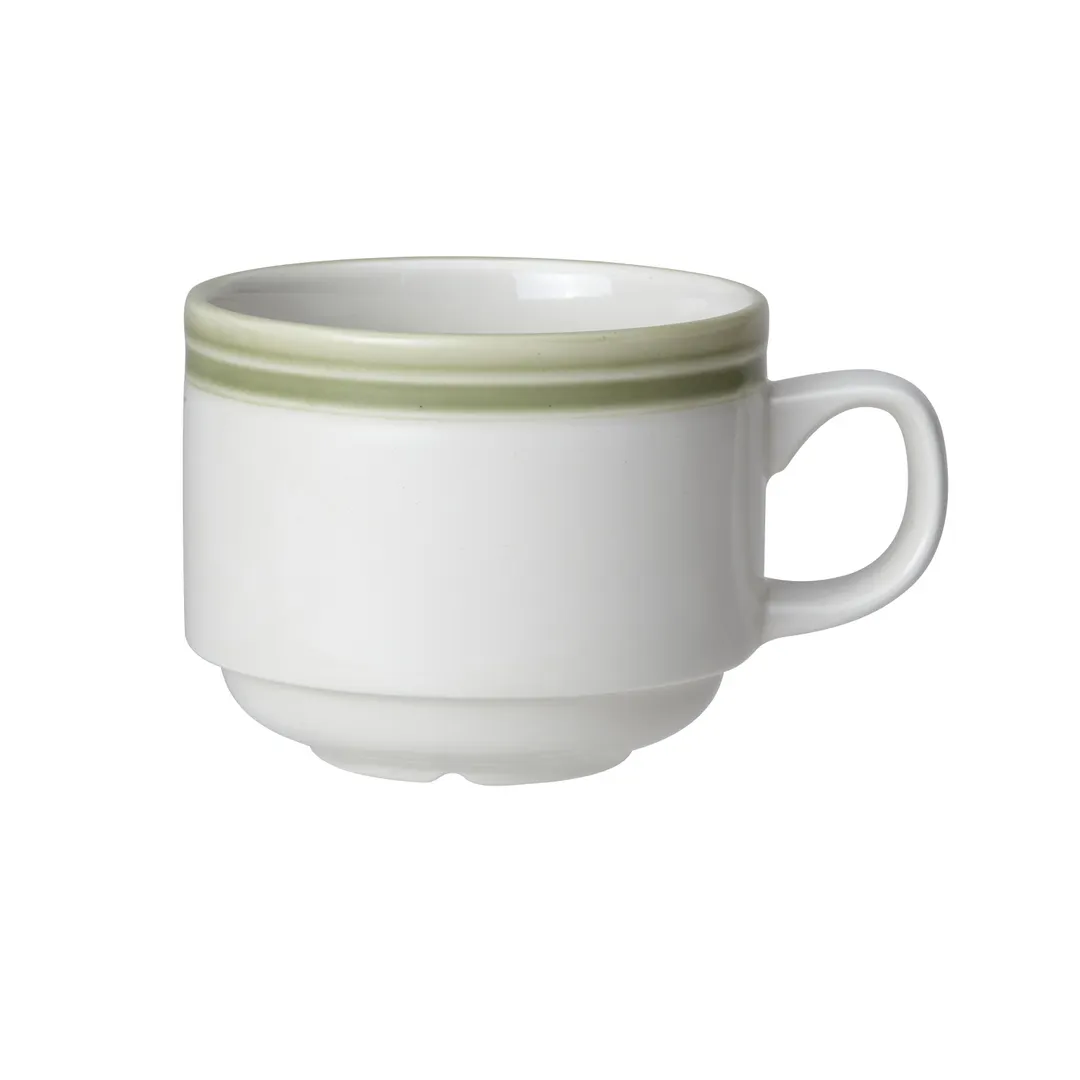 Steelite 1404X0133 Stack Cup, 7 Oz Sage Ceramic, 4.25" x 3.125" x 2.5", Oven Safe 530°F - 1 Dozen