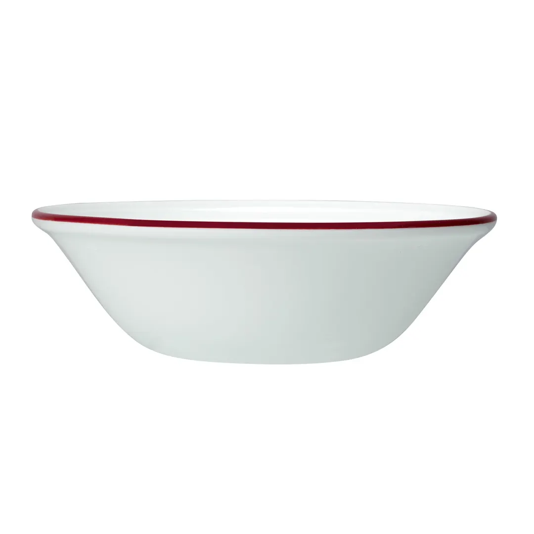 Steelite 1407X0124 - Oatmeal Bowl 18 oz (6.5" x 2.0"), Ceramic Maroon Band Oven Safe 530°F - 1 Dozen
