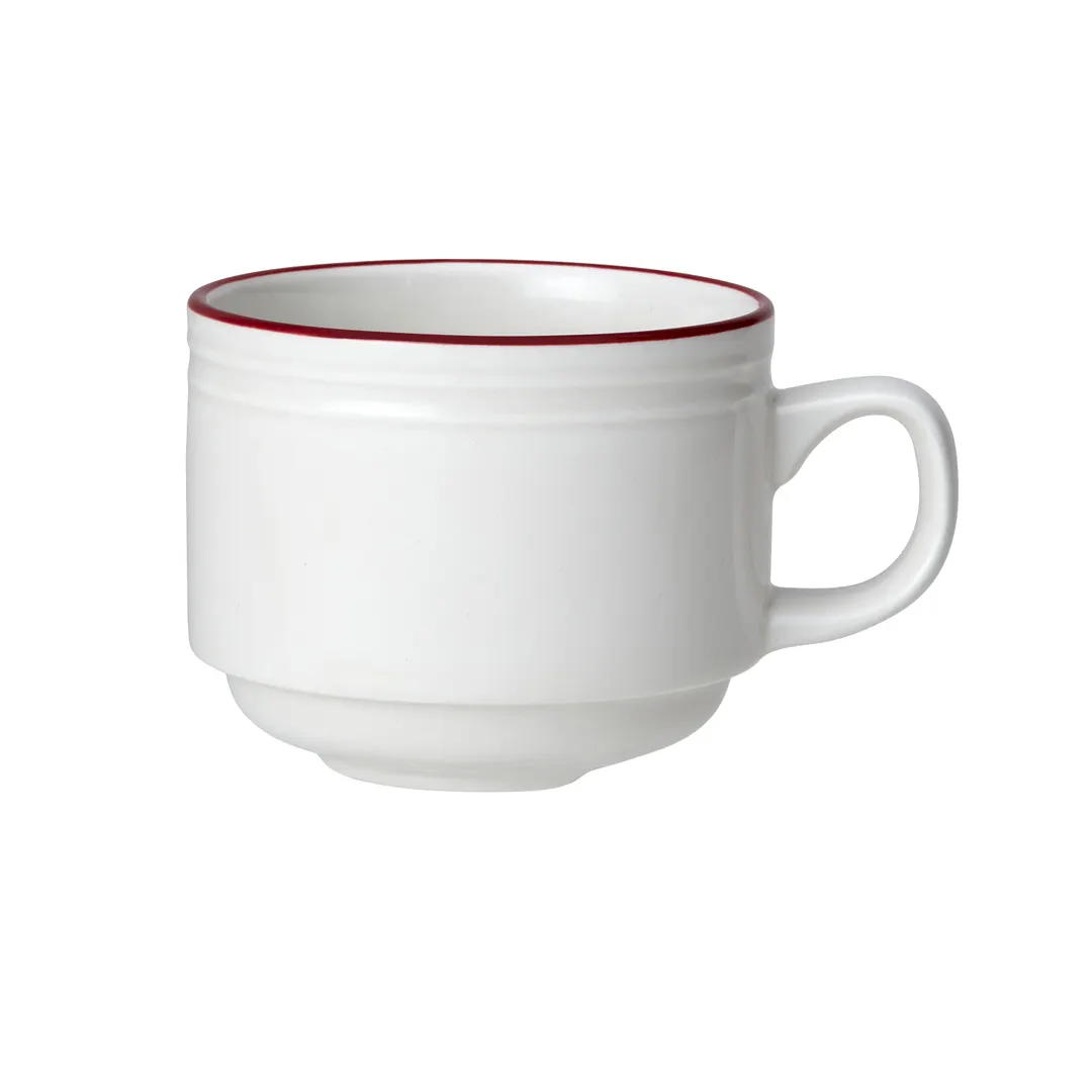 Steelite 1407X0133 Stack Cup, 7.0 Oz (4.3" x 3.1" x 2.5"), Maroon, Ceramic, 530°F Oven Safe 1 Dozen