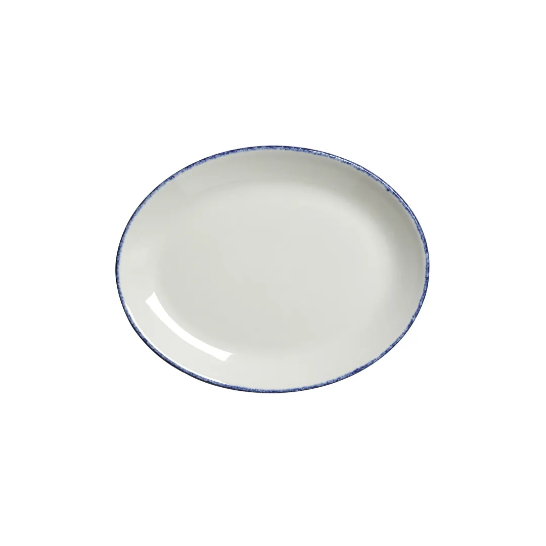 Steelite 17100139 Oval Platter, 8" x 6.375" x 0.75", Dapple Blue China Oven Safe 530°F - 24/Case