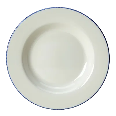 Steelite 17100314 - 14.5 oz Dapple Blue Pasta Bowl, 10.625" x 1.875" China, Oven Safe 530°F, 1 Dozen