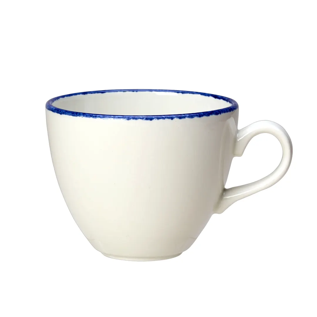 Steelite 1710X0021 - Liv Cup 8 oz (4.75" x 2.875"), Blue Dapple China, 530°F Safe, Rustic - 36/Case