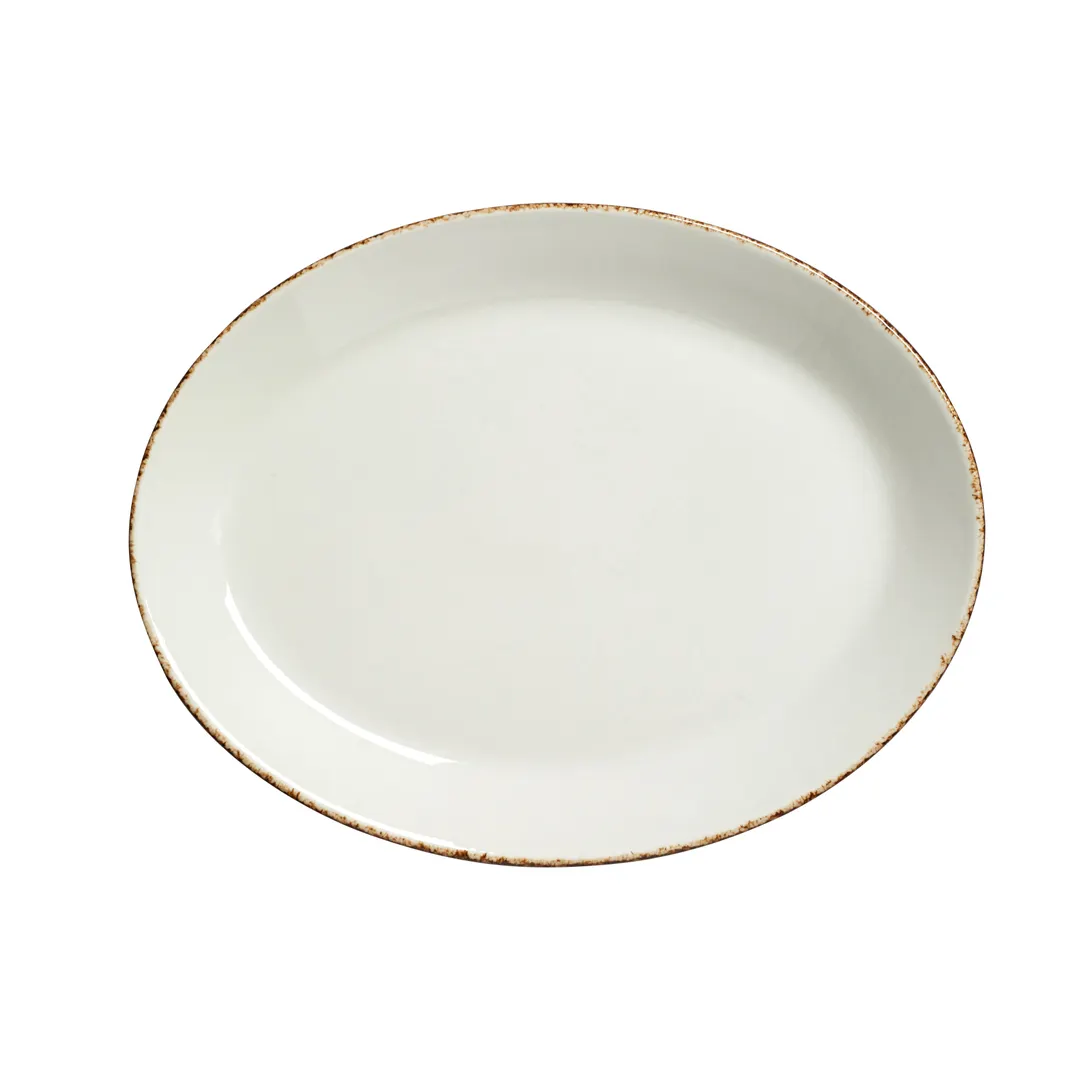Steelite 17140141 Oval Coupe Platter 11.0" x 8.5" Brown Vitrified Oven Safe 530°F/275C - 1 Dozen