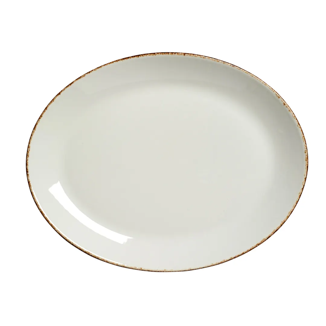 Steelite 17140142 Oval Coupe Platter, 12" x 9.375", Brown, Vitrified, Oven Safe to 530°F - 1 Dozen