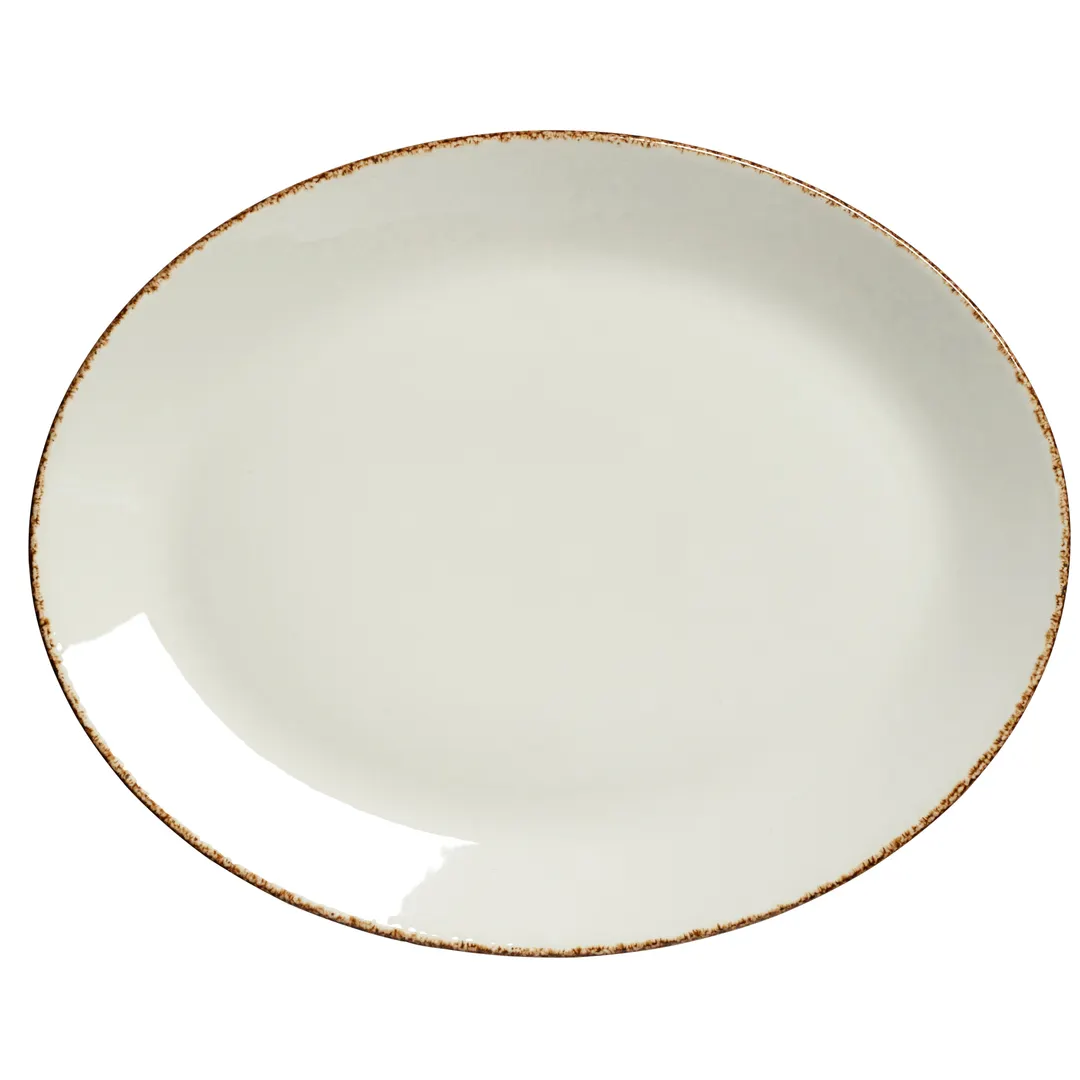 Steelite 17140145 Oval Coupe Platter, 13.5" x 10.625" Brown China, Oven Safe to 530°F - 1 Dozen