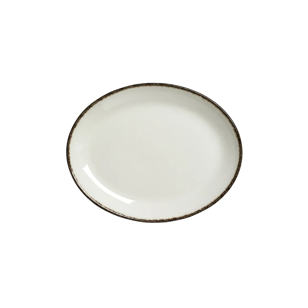 Steelite 17560139 Oval Coupe Platter, 8" x 6.375" Charcoal, China, Oven Safe To 530°F - 24/Case