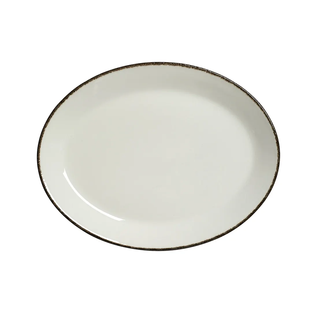Steelite 17560141 Oval Coupe Platter, 11" x 8.5" Charcoal Dapple, China, Oven Safe 530°F - 1 Dozen