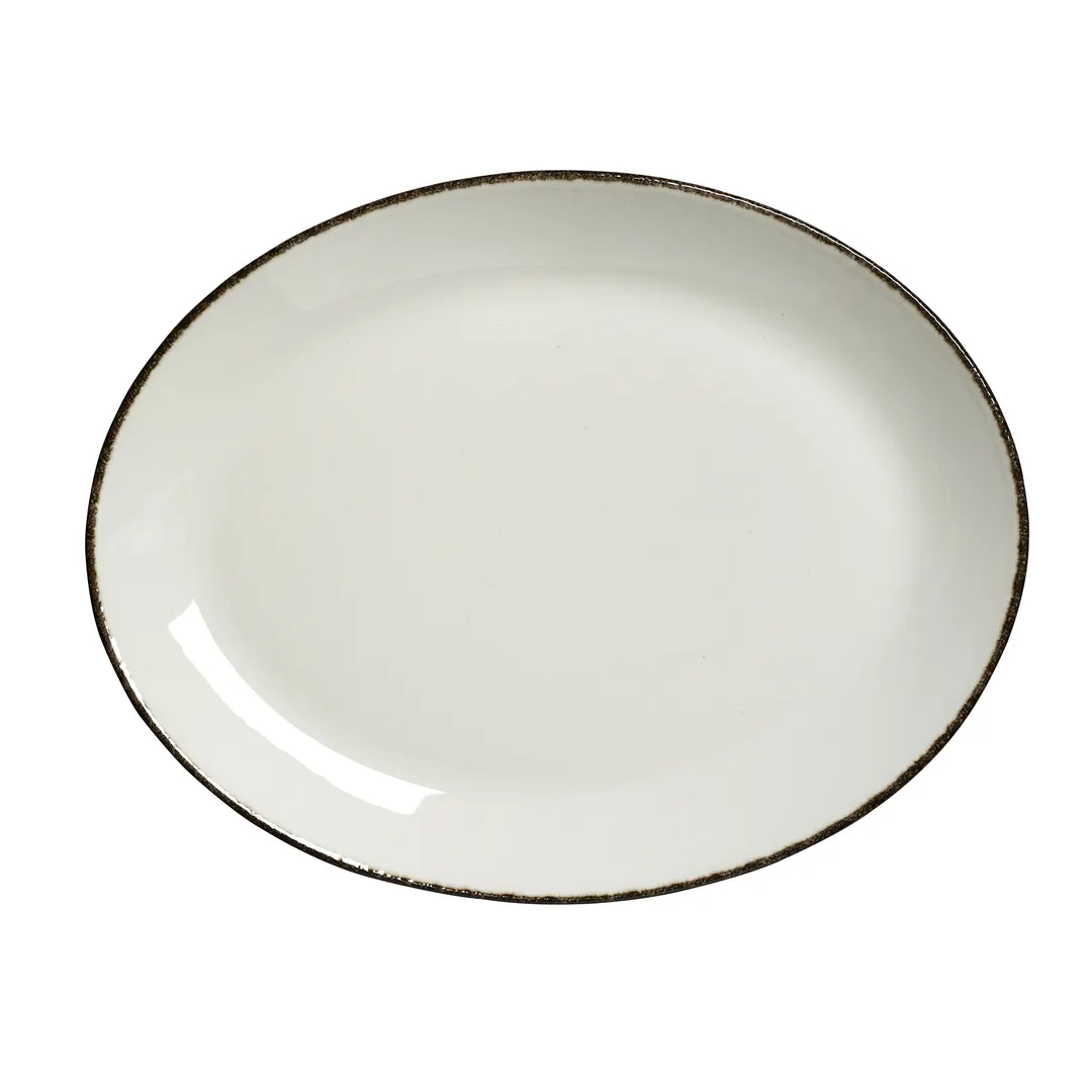 Steelite 17560142 Oval Coupe Platter, 12" x 9.375" Charcoal Dapple China, Oven Safe 530°F - 1 Dozen