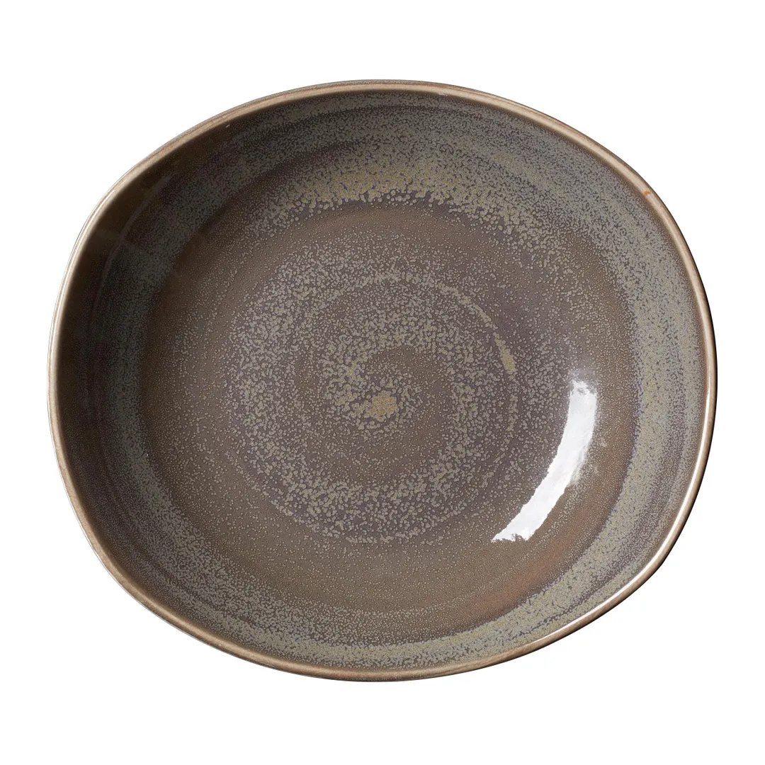 Steelite 17750586 Granite Oval China Platter 10"x9.5"x2.125" Ceramic Oven Safe 530°F/275°C - 1 Dozen