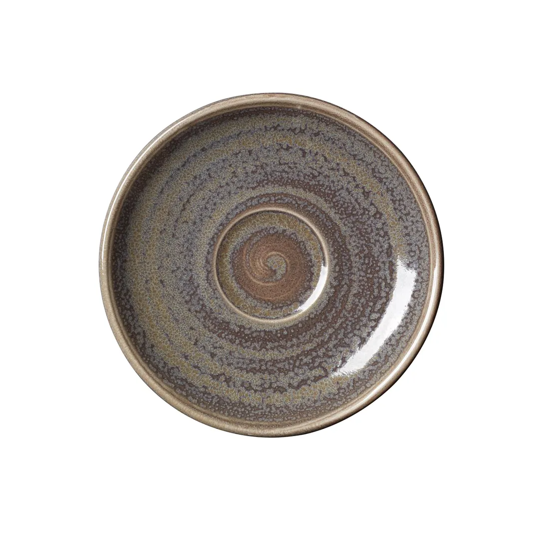 Steelite 1775X0043 Liv Saucer, 5.0" x 0.75" Granite Round Ceramic, Oven Safe to 530°F/275°C - 1 Dozen