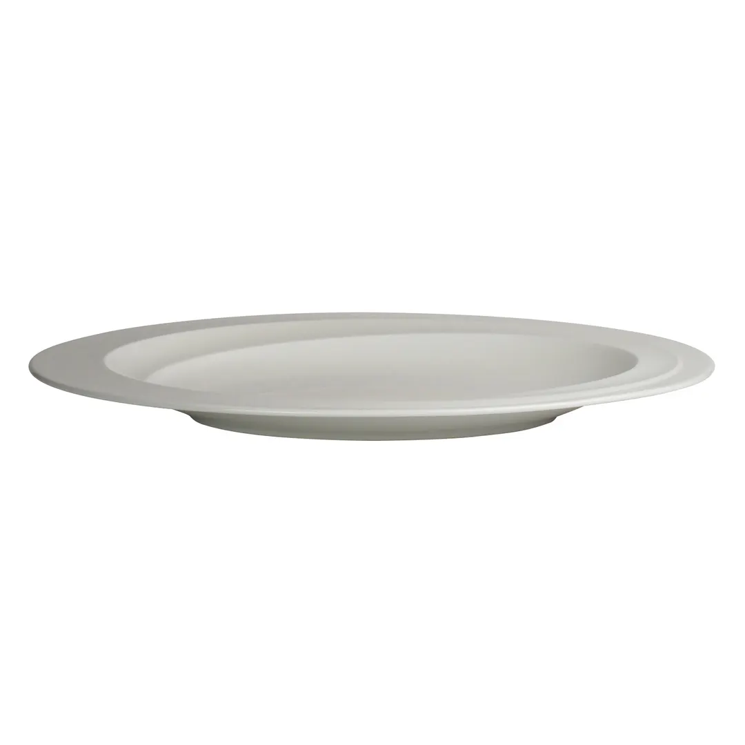 Steelite 41145ST1219 Oval Platter, 14" x 10.25" x 1.25", Tyfoon Bone China, Embossed Rim - 1 Dozen