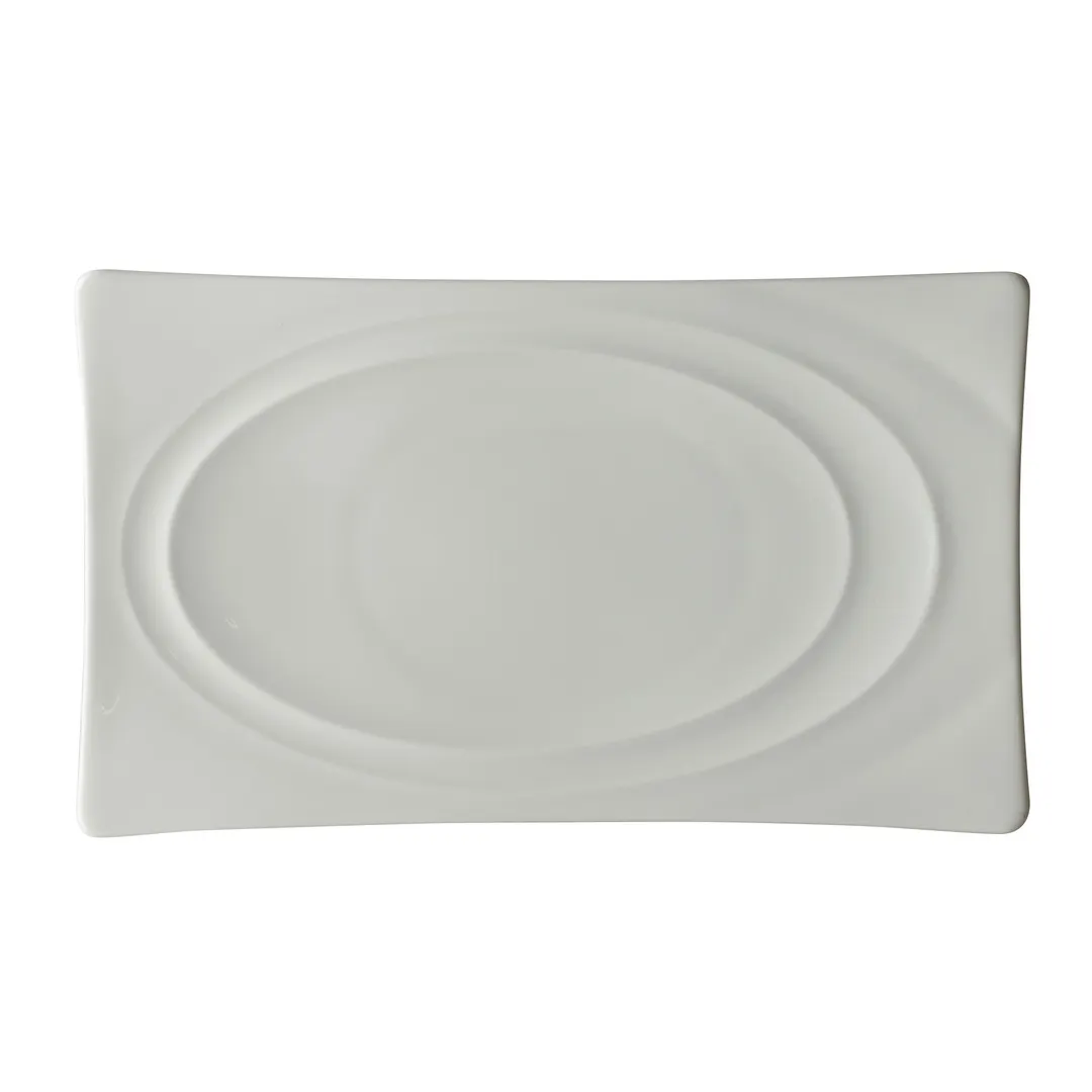 Steelite 41145ST1220 Pickle Dish, 9" x 5.375" x 1" Rect Bone China, Embossed Rim, Tyfoon - 1 Dozen