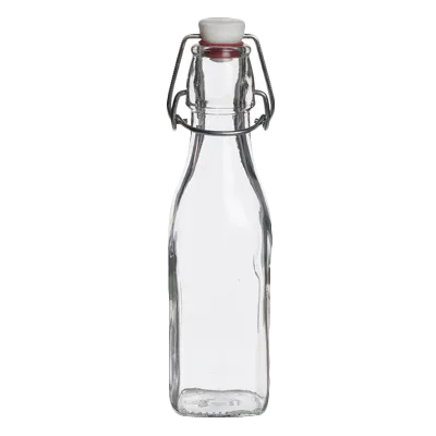 Steelite 4953Q514 Swing Top Bottle, 8.5 Oz (2.5" x 8.25"), Fully Tempered Glass Milk Juice - 28/Case