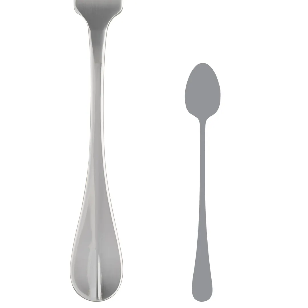 Steelite 5300S006 Iced Tea Spoon, 7-3/4" Length, 18/10 Stainless Steel White Nickel Finish - 1 Dozen